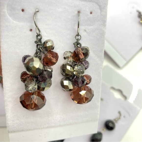 Glass Pierced Sparkly Earrings Bundle of Seven Long Pairs - Picture 2 of 10